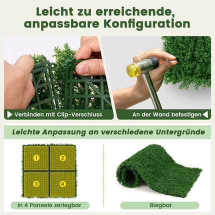Pack of 12 plant walls 50.5 x 50.5 cm artificial moss wall connectable dark green