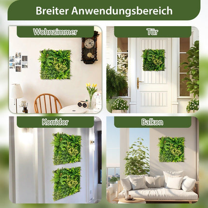 Pack of 2 Square Framed Artificial Foliage Wall Art 3D Wall Greenery 50 x 50 cm Green