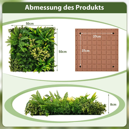 Pack of 2 Square Framed Artificial Foliage Wall Art 3D Wall Greenery 50 x 50 cm Green