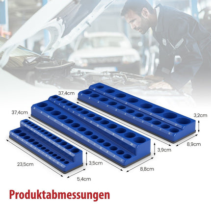 Pack of 6 socket wrench holders magnetic 1/2-inch, 3/8-inch and 1/4-inch attachment rail for sockets