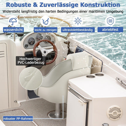 Padded Boat Seat with Waterproof PVC Leather & Thick Sponge Padding Boat Chair White
