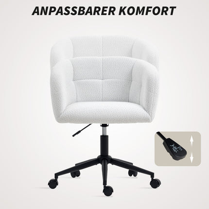 Padded Office Chair, Plush Cover, Tub Design, Cream/Black