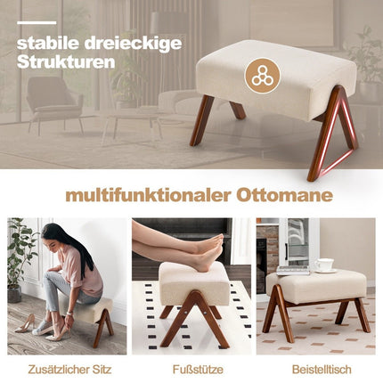 Padded rocking chair with stool & cushions Rocking chair with wooden frame beige