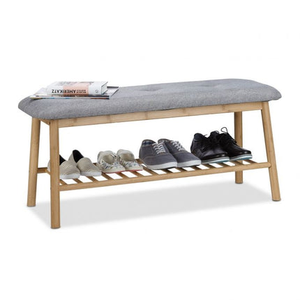 Padded shoe bench in bamboo
