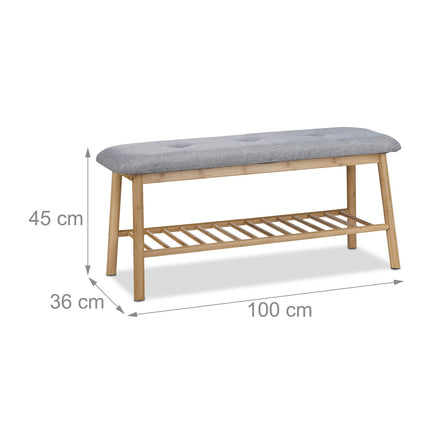 Padded shoe bench in bamboo