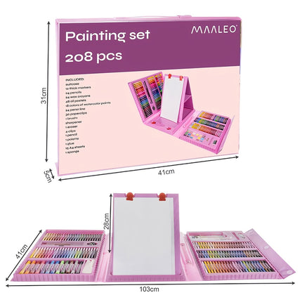 Painting set 208 pieces in a suitcase