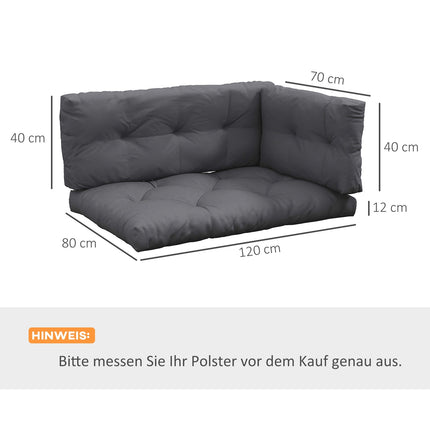 Outdoor pallet cushion set, UV protected, dark grey