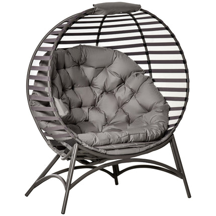 Papasan chair with cushions, folding steel frame for patio