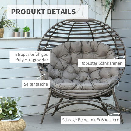Papasan chair with cushions, folding steel frame for patio