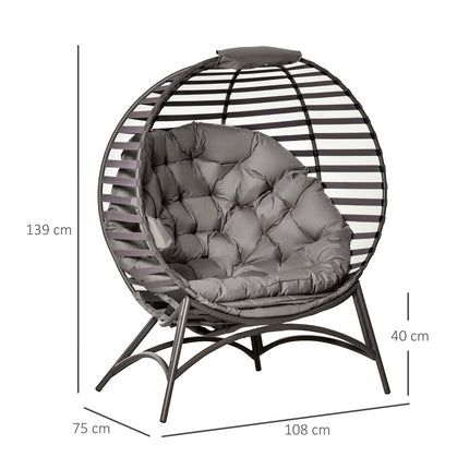 Papasan chair with cushions, folding steel frame for patio