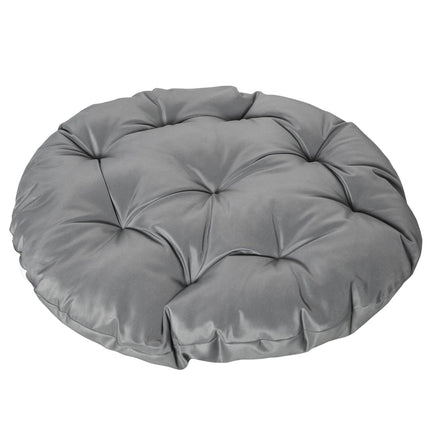 Gray rattan Papasan chair with upholstery, 360° rotatable