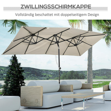 Cream outdoor double parasol - Adjustable tilt, 150x295cm