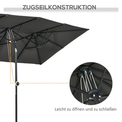 Double canopy patio umbrella, adjustable tilt, 150 x 295 cm