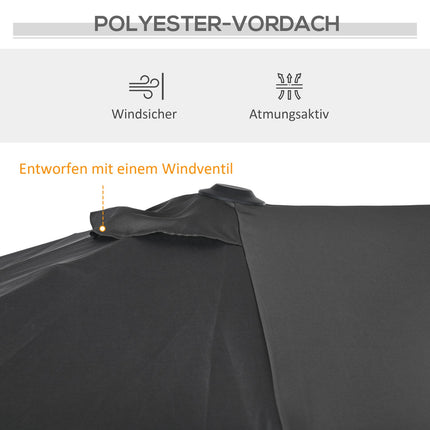 Double canopy patio umbrella, adjustable tilt, 150 x 295 cm