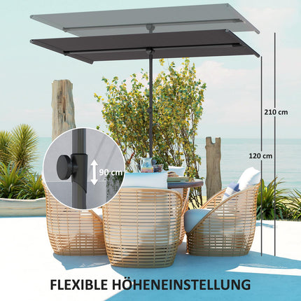 Rotatable garden parasol - adjustable height, sun protection