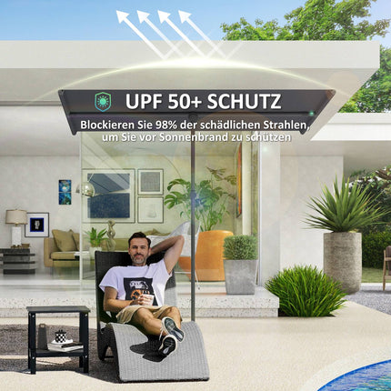 Rotatable garden parasol - adjustable height, sun protection