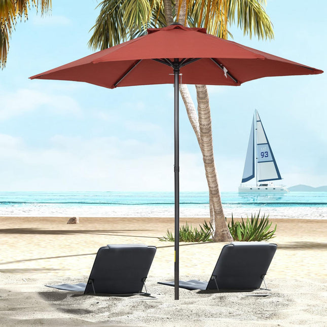Rotating windproof parasol Ø196 cm - Burgundy sun protection