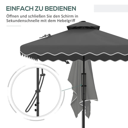 Square Balcony parasol, 243cm, UV protection, Dark grey