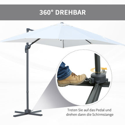 Cantilever Parasol 245x245cm, Adjustable Tilt, Cream