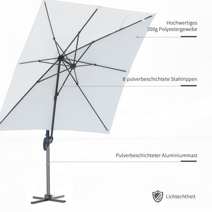 Cantilever Parasol 245x245cm, Adjustable Tilt, Cream
