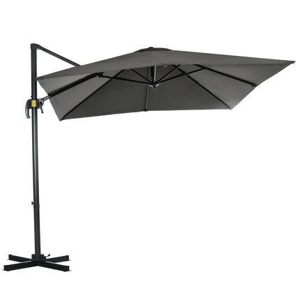 Gray Cantilever Garden Parasol, 245x245cm - Adjustable & Swivel