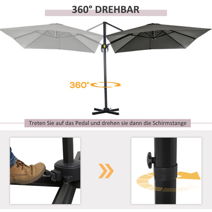 Gray Cantilever Garden Parasol, 245x245cm - Adjustable & Swivel