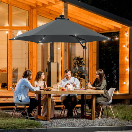 Cantilever Parasol Ø290 Cm – UV protection, LED, dark grey