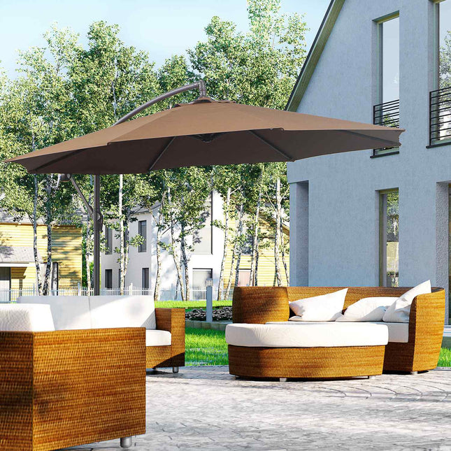 Cantilever Parasol with crank, Coffee Ø3x2.5M