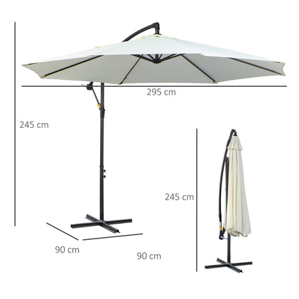 Cantilever Parasol, Crank lift, Steel frame, Cream Ø3x2.5M