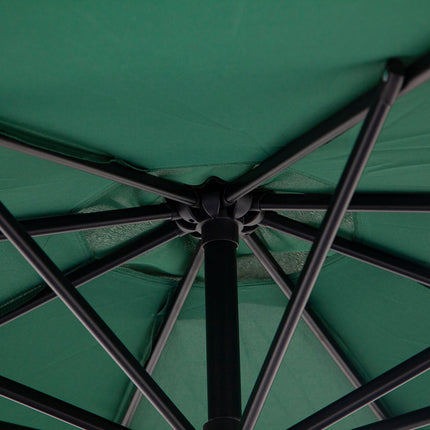 Cantilever parasol with crank, steel & green polyester