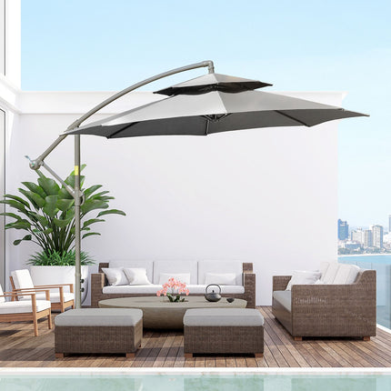 Cantilever parasol, 2.67m, double roof, polyester grey