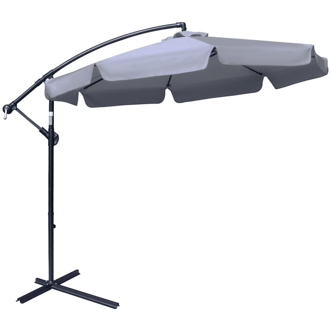 Cantilever garden umbrella, hand crank, dark gray - Ø2.65M
