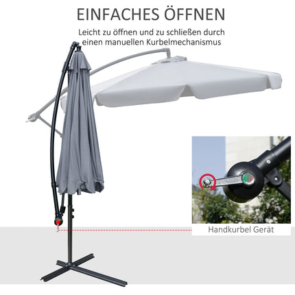 Cantilever garden umbrella, hand crank, dark gray - Ø2.65M