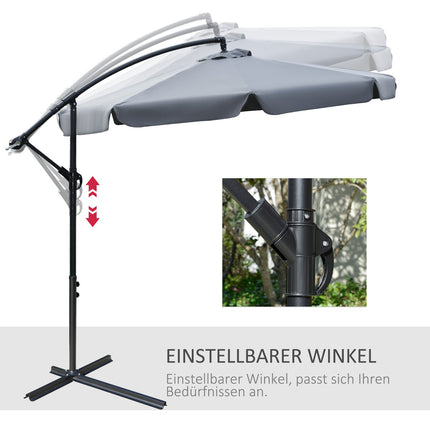 Cantilever garden umbrella, hand crank, dark gray - Ø2.65M