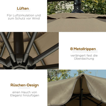 Cantilever Parasol Umbrella with crank, sun protection 2.65m