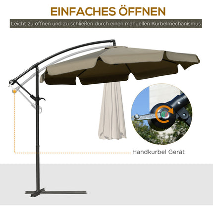 Cantilever Parasol Umbrella with crank, sun protection 2.65m