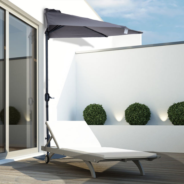 Half round metal garden parasol – Gray & Black