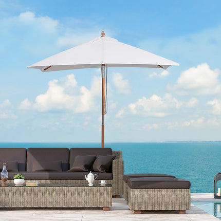 Folding garden parasol, adjustable, cream white, spruce wood