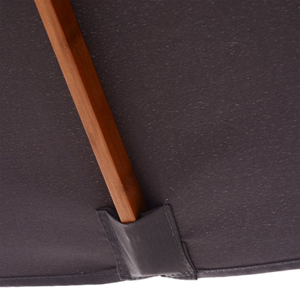 Folding Garden Umbrella - Fir Wood, Adjustable, Dark Grey
