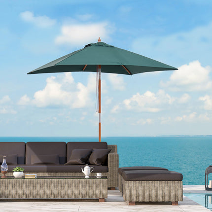 Adjustable folding garden umbrella, spruce, green 200x150x230 cm