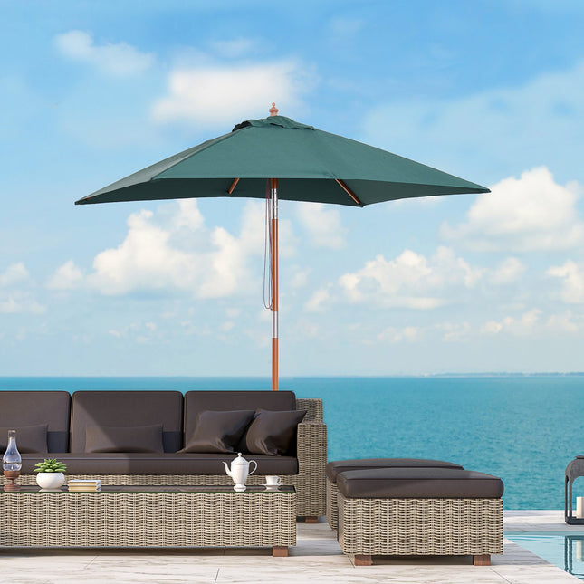 Adjustable folding garden umbrella, spruce, green 200x150x230 cm