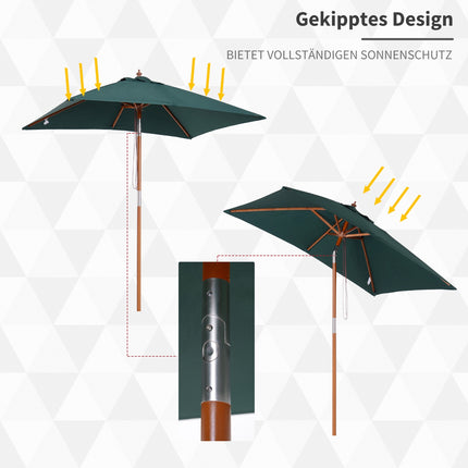 Adjustable folding garden umbrella, spruce, green 200x150x230 cm