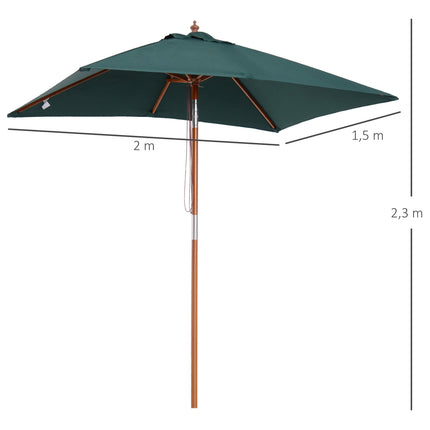 Adjustable folding garden umbrella, spruce, green 200x150x230 cm