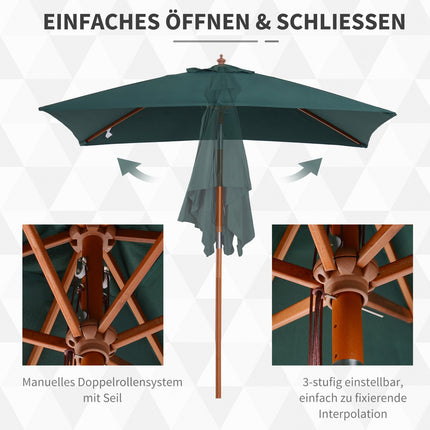Adjustable folding garden umbrella, spruce, green 200x150x230 cm