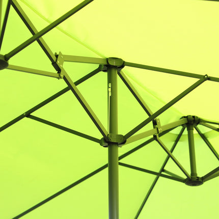 Green Double Parasol Garden Umbrella, Hand Crank, Oval 460x270 Cm
