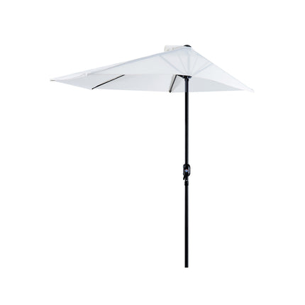 Semi-round crank parasol, metal frame, cream & black