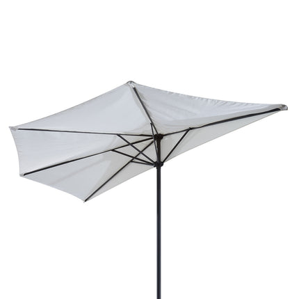 Semi-round crank parasol, metal frame, cream & black