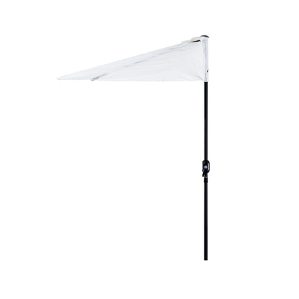 Semi-round crank parasol, metal frame, cream & black