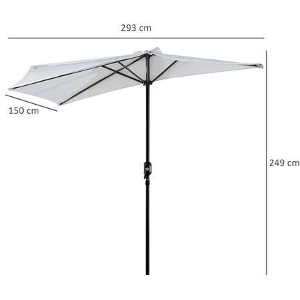 Semi-round crank parasol, metal frame, cream & black
