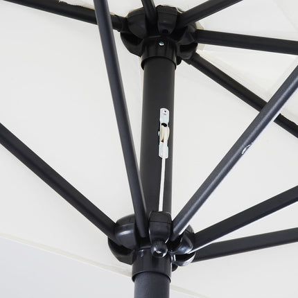 Semi-round crank parasol, metal frame, cream & black